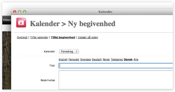 Funktioner - kalender