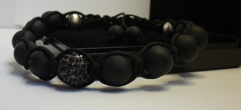 Knyttet Armbnd m. Mat Onyx