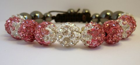 Krystal Armbnd -White n Rose-