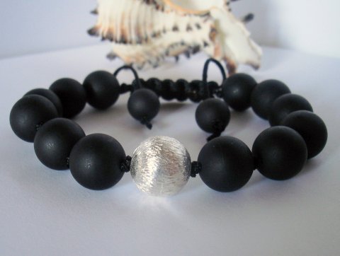 Armbnd m. Mat Onyx og Glidels