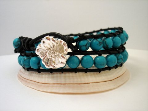 Lderarmbnd m. Turkis