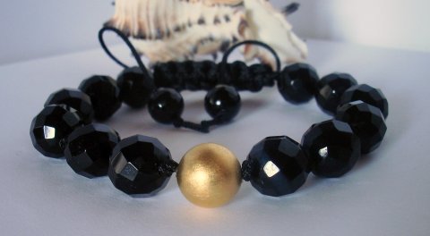 Armbnd m. Facet-Onyx og Glidels