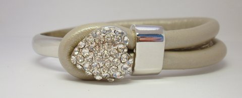 Skind Armbnd m. Krystal Hjerte
