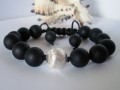 Armbnd m. Mat Onyx og Glidels