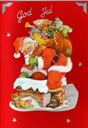 Julemanden p� vej i skorsten