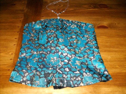 Turkis bustier med slvtrde