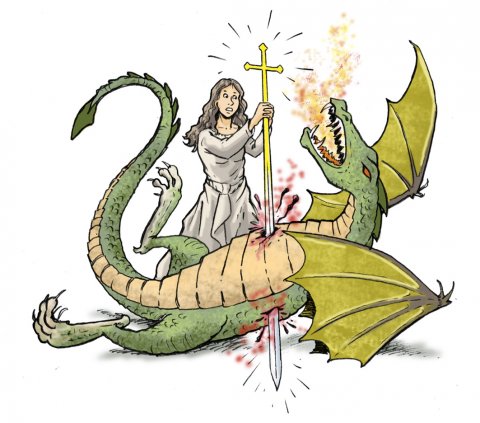 Ingo Miltons tegning af helgen Margaretha