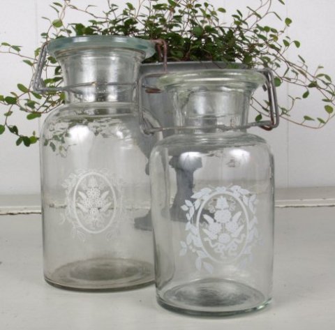 Bottle w. decoration, 13x6,5x7 cm