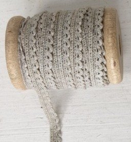 Lace ribbon, grey, 10mmx10m, wood spool