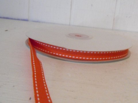 Ribbon with stitches, orange, 10mm
