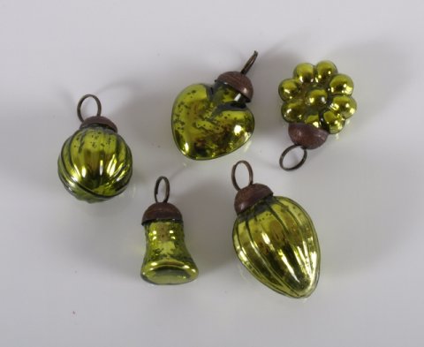 Mini Glass-baubel, green, ass.