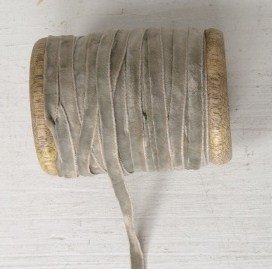 Velvet ribbon, grey,  wood spool, 5mmx25m