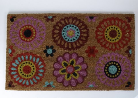 Doormat w. flower 45x75cm
