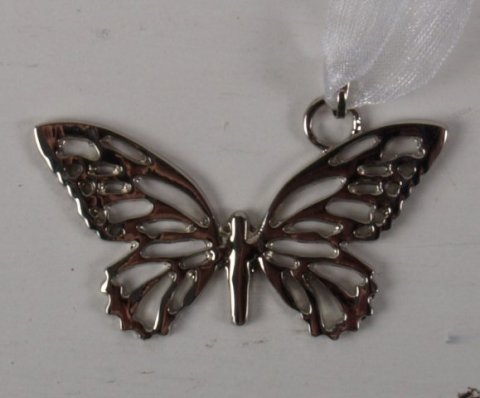 Butterfly pendant with white chiffon ribbon