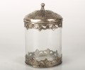 Storage jar w.  metal lid, 12x18 cm