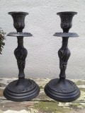 Candle holder black antique, H25,5 cm