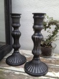 Candle holder black antique, H20,5 cm