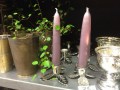 Candle stand w. leaves, 8,5x4 cm