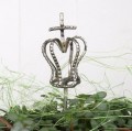 Crown on stick, 3,5 cm, silver antique finish