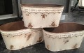 Oval pot, creme distresssed: L25 cm