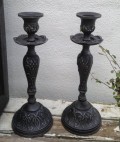 Candle holder black antique, H22 cm
