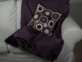 Plaid w. velvet border and handstitch, lilac, 140x200cm