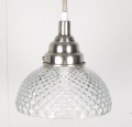 Lamp i glas, clear, w. fabric cord, 16xH7,5 cm