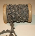 Lace ribbon, grey, wood spool, 10mmx10m