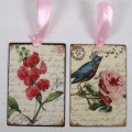 Metal sign w/ribbon birds/flower 2 ass.