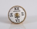 Knob round clock, white/gold