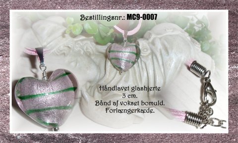 MC9 - glashjerter 3 cm - lyser�dt m. gr�n stribe