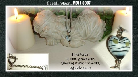 MC11 - b�rnek�der - 15 mm hjerte i sort/hvidt
