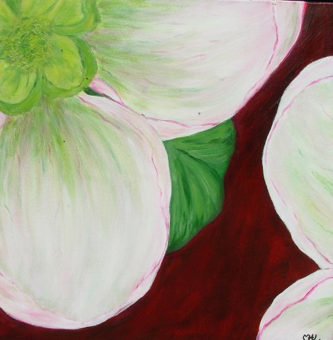Lyser�d blomst 2. Med sort ramme.