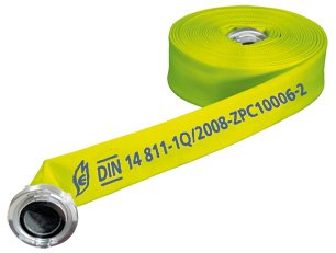 42 mm fuldsyntetisk brandslange type 3F med udvendig flouriserende signal gul belgning, 15 meter,