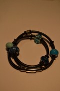 Leather bracelet in blue colours