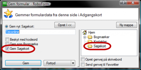 Gem søgekort