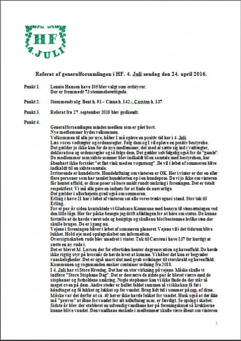 Referat af generalforsamling 2016
