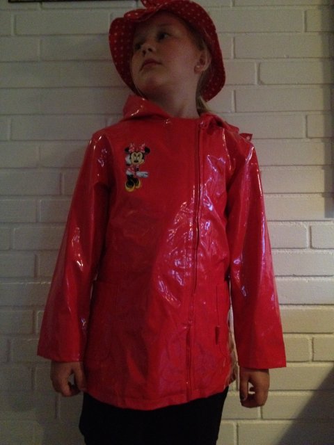 Rd regnjakke + hat