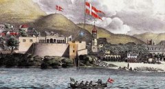 Fort Christian, Charlotte Amalie, St. Thomas i dansk Vestindien 1850.