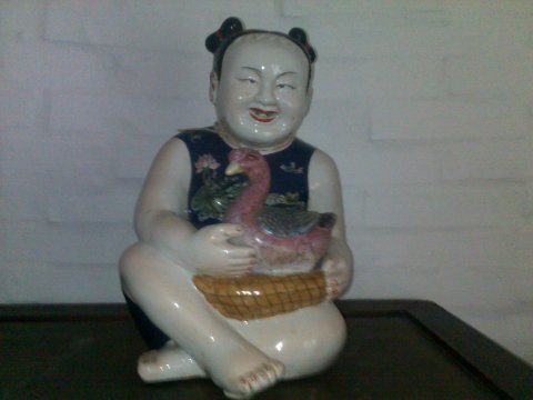 Stor kinesisk porcelænsfigur